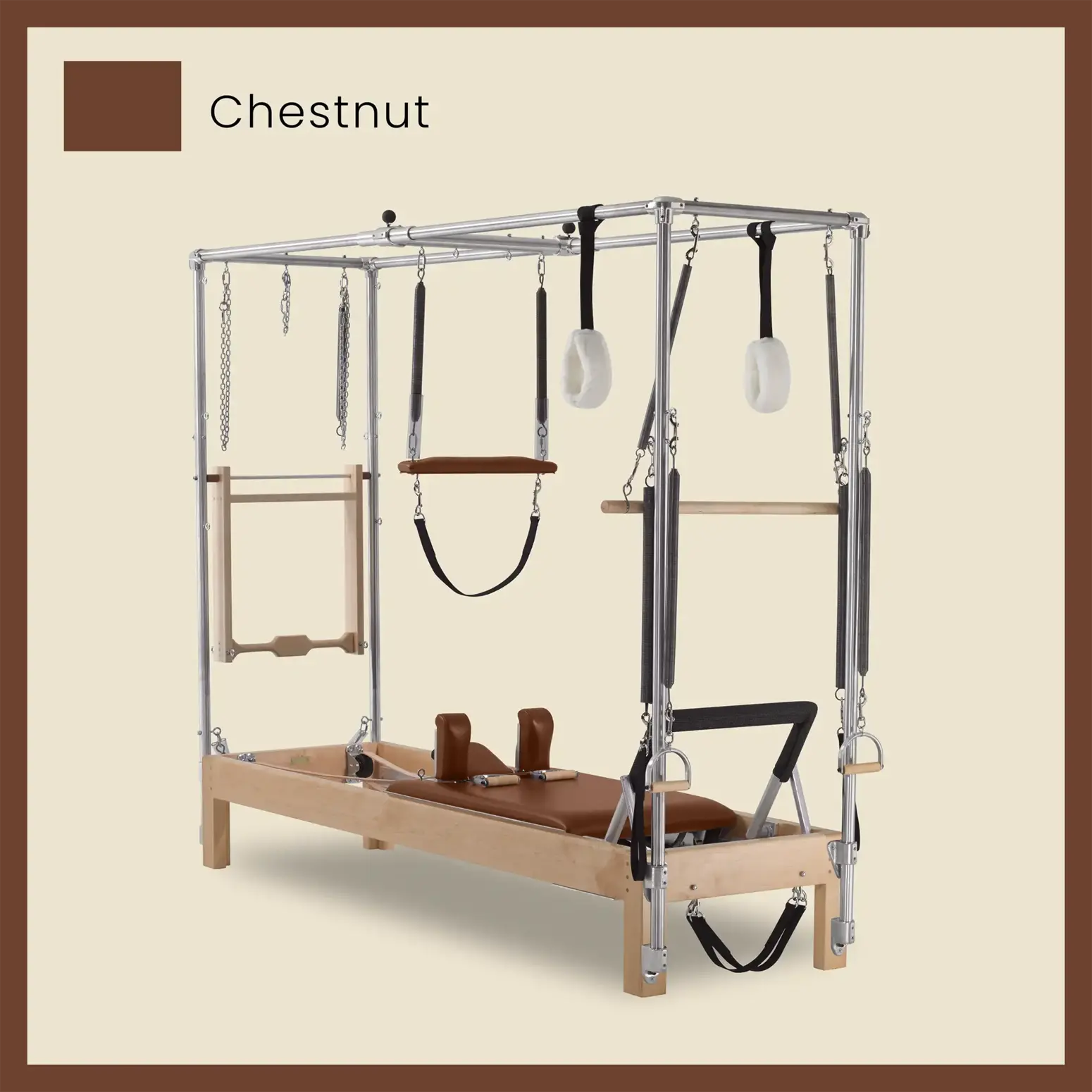 Pilates Reformer Cadillac Combo - Maple Wood Full Cadillac Conversion, Raised Bed - Image 21