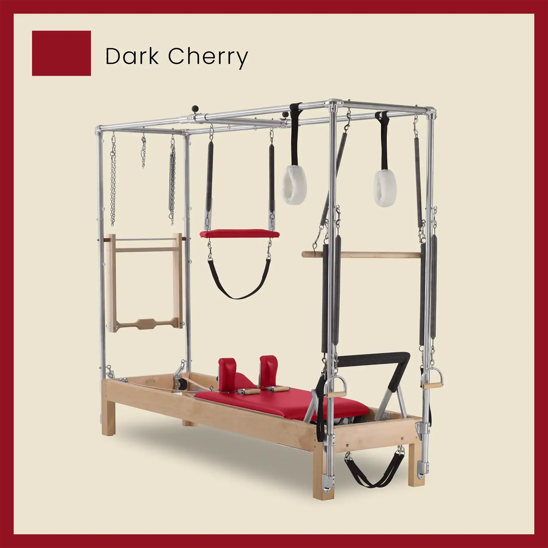 Pilates Reformer Cadillac Combo - Maple Wood Full Cadillac Conversion, Raised Bed - Image 27