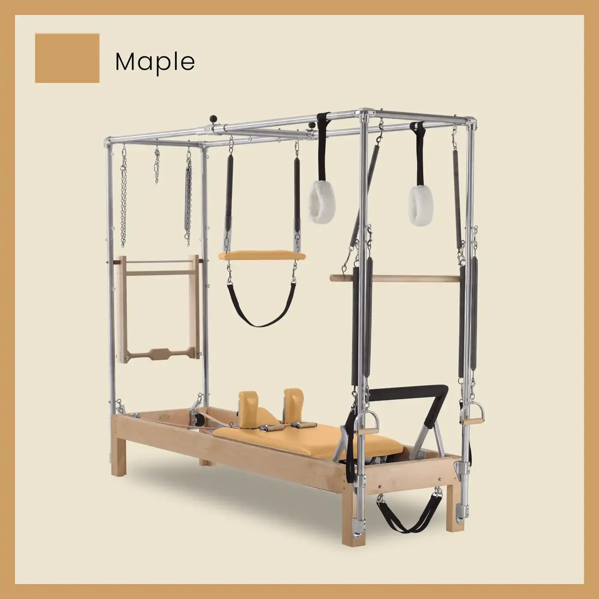 Pilates Reformer Cadillac Combo - Maple Wood Full Cadillac Conversion, Raised Bed - Image 48