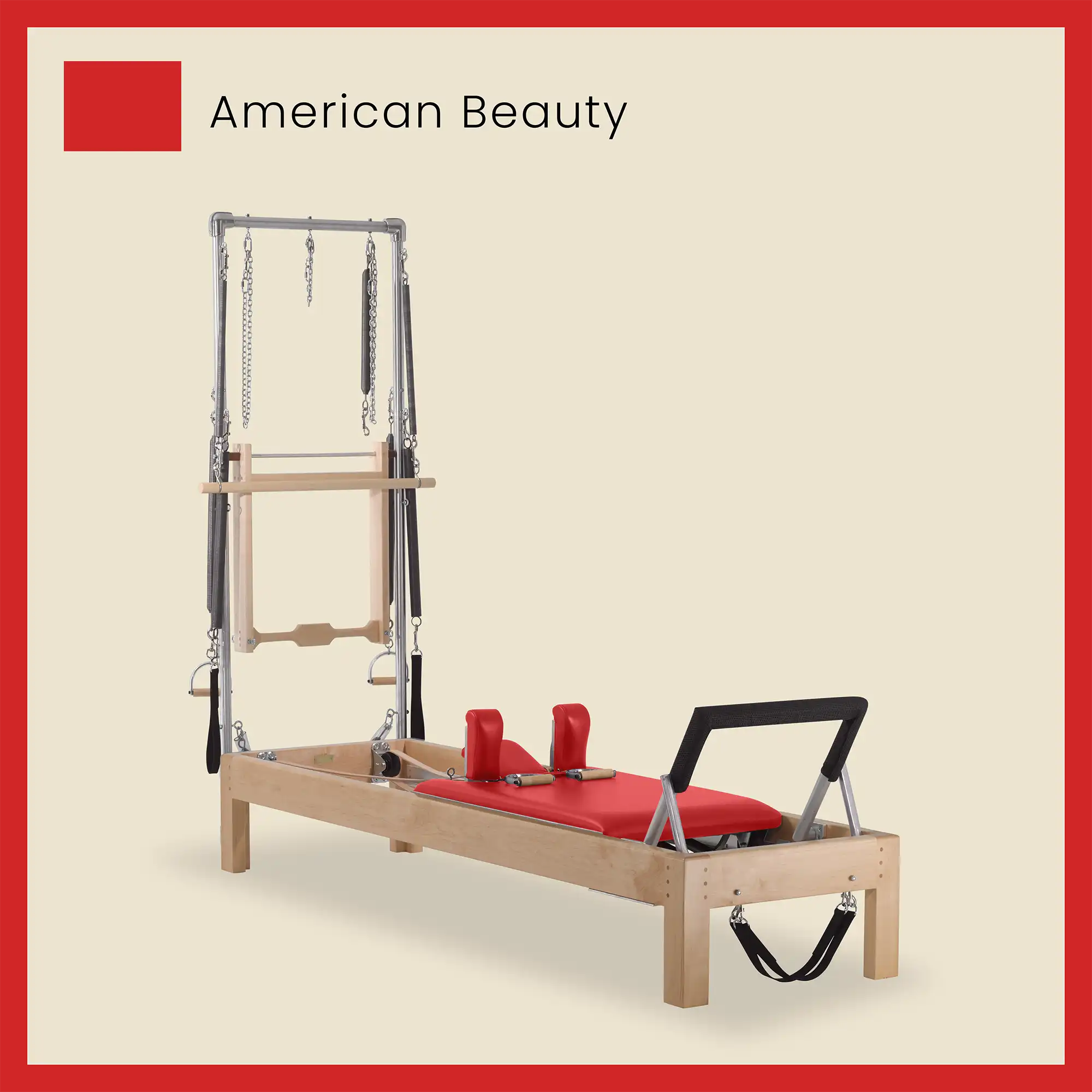 Pilates Reformer Cadillac Combo - Maple Wood Half Cadillac Conversion, Raised Bed - Image 10