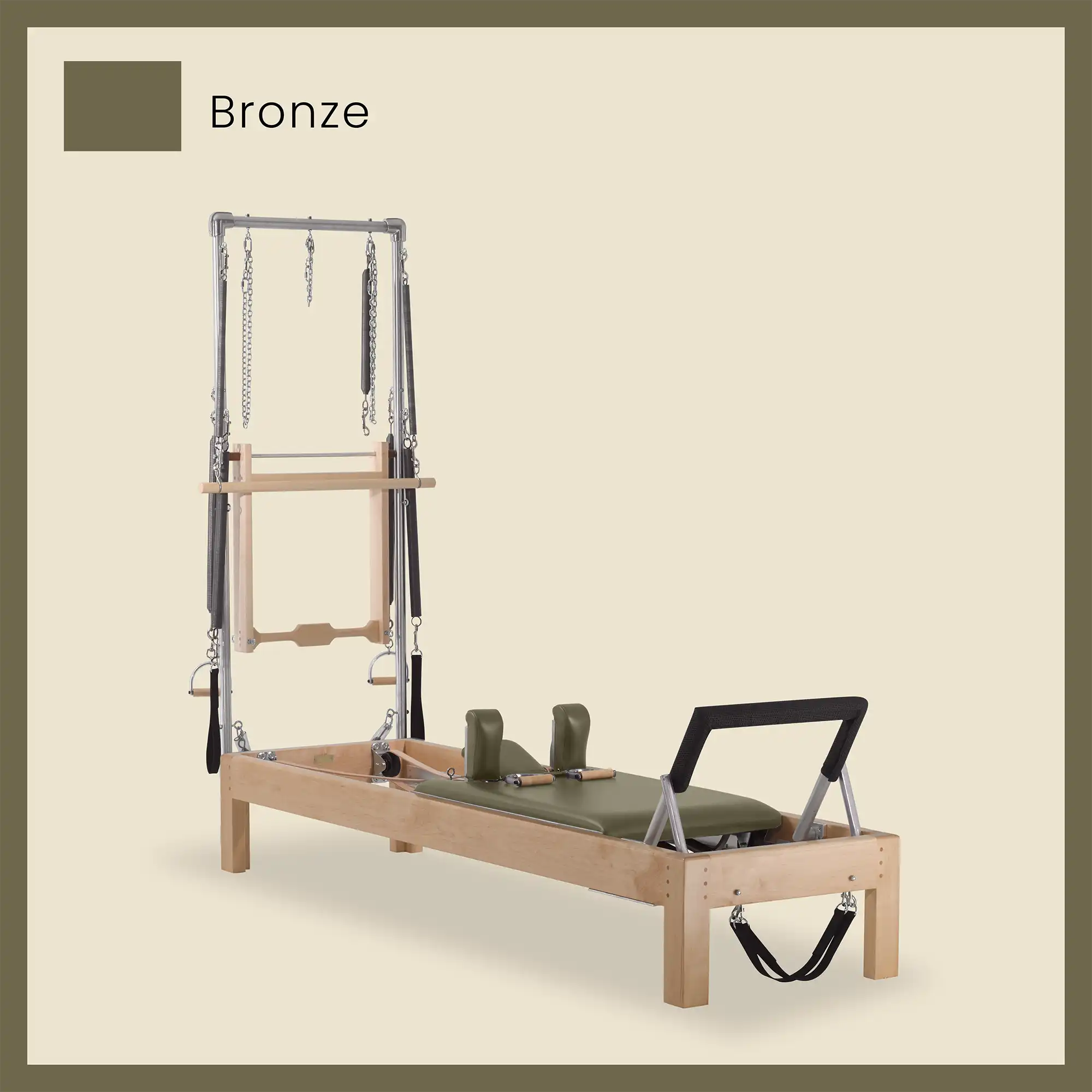 Pilates Reformer Cadillac Combo - Maple Wood Half Cadillac Conversion, Raised Bed - Image 16