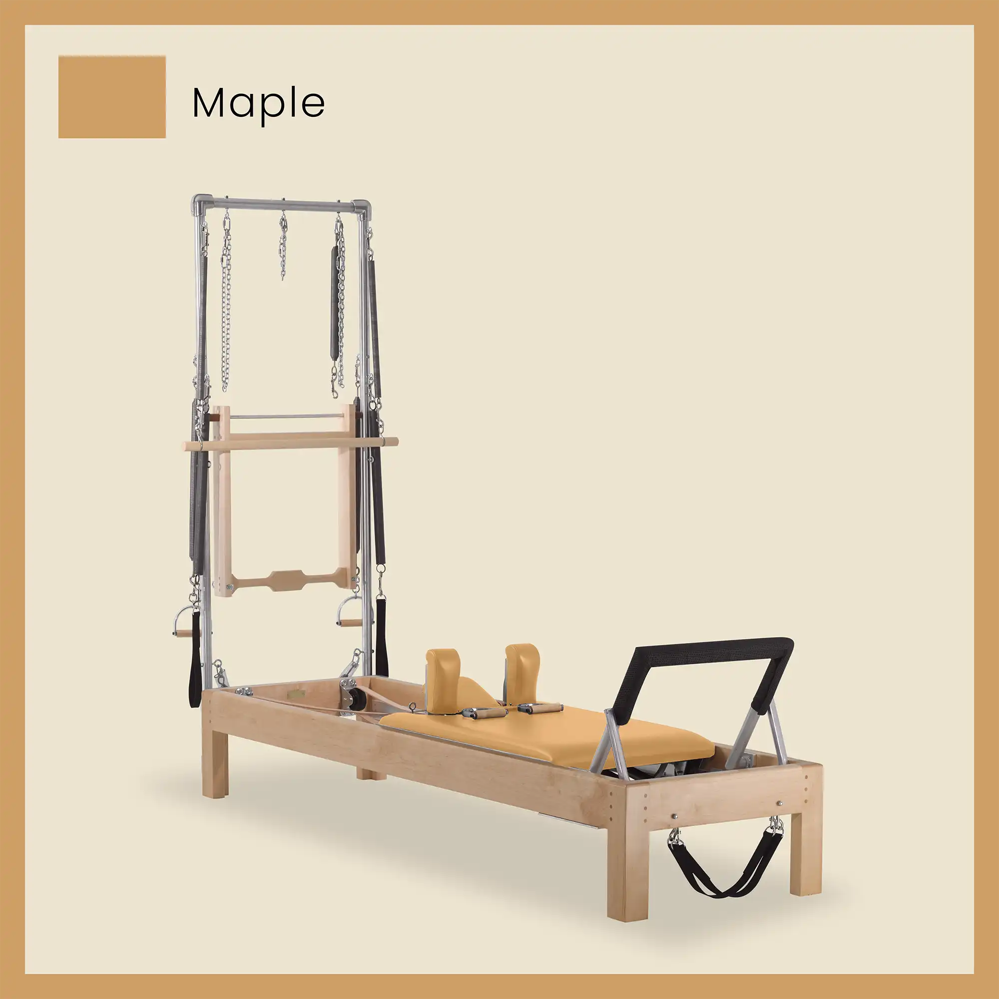 Pilates Reformer Cadillac Combo - Maple Wood Half Cadillac Conversion, Raised Bed - Image 47