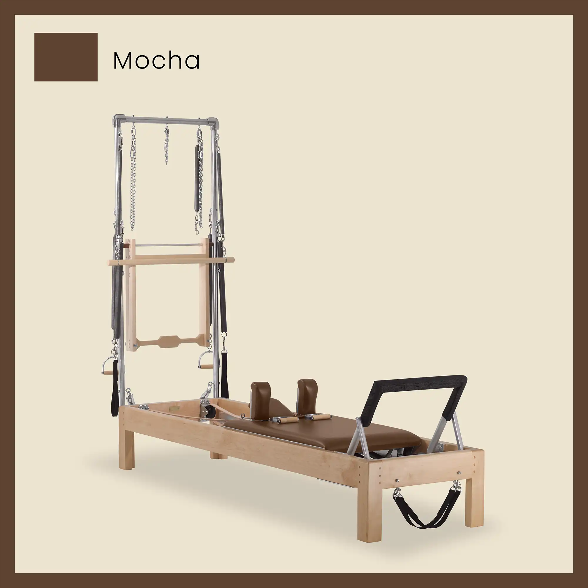 Pilates Reformer Cadillac Combo - Maple Wood Half Cadillac Conversion, Raised Bed - Image 48