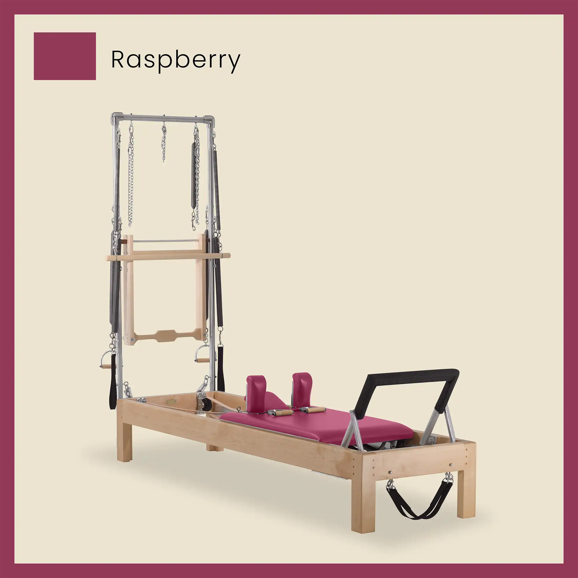 Pilates Reformer Cadillac Combo - Maple Wood Half Cadillac Conversion, Raised Bed - Image 56